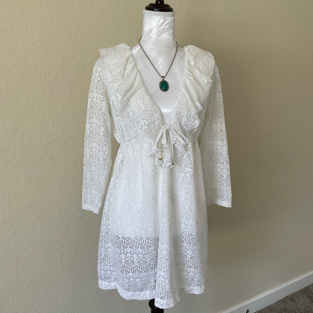Ralph Lauren Lace Duster Boho Fairy Babydoll Sheer Cottagecore Coquette